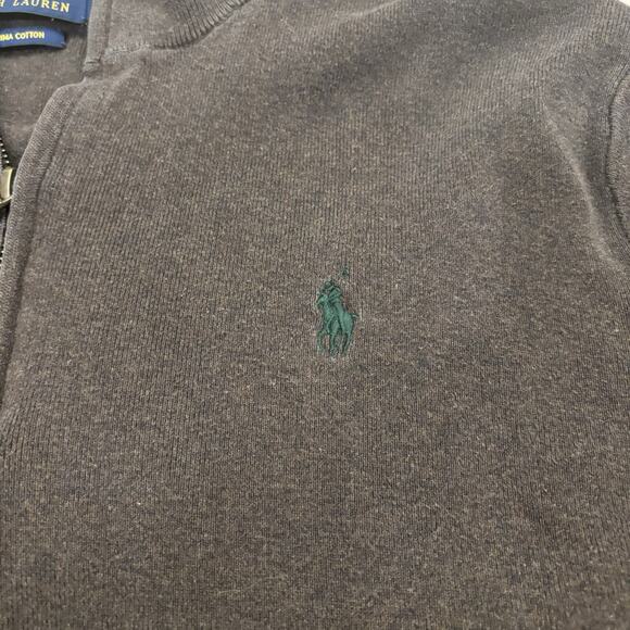 Polo Ralph Lauren Sweater Mens Large Charcoal Pima Cotton 1/4 Zip Preppy Dad - Picture 2 of 10